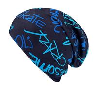 Wollhuhn Bonnet long pour enfant - Double couche - En jersey - Réversible et doux - Avec intérieur gris - Fabriqué à la main en Allemagne - Peut être porté toute l'année, 52-54