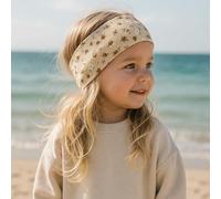 Wollhuhn ÖKO MINI Bandeau élastique pour enfant - Fabrication allemande - Coton confortable (KU 48-52) (mini fleurs sable)