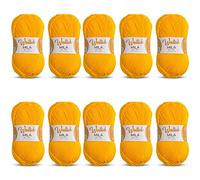 Wollidu Mila Fil pour crochet et tricot - 10 x 50 g/133 m - 100 % polyacrylique - Jaune