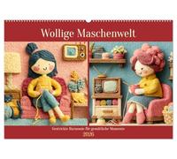 Wollige Maschenwelt. Gestrickte Harmonie für gemütliche Momente (Wandkalender 2026 DIN A2 quer), CALVENDO Monatskalender: Strickfreude für das kleine Glück im Alltäglichen - Masche für Masche