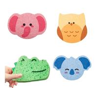 WOLMIK Éponges de Bain - Lot de 4 Formes d'Animaux Naturelles pour Nouveau-nés et Bébé, Douces pour la Peau