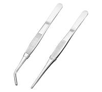 WOLMIK Lot de 2 pinces à épiler courbées en acier inoxydable - 16 cm - Antidérapantes - Longue et droite - Pour animaux aquatiques ou coraux - Pour travaux manuels et réparation de cuisine