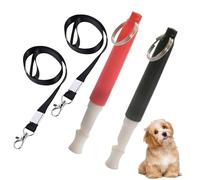 WOLMIK Lot de 2 sifflets professionnels pour chien en plastique avec cordon, sifflet de rappel et d'arrêt d'aboiement, sifflet réglable à ultrasons silencieux pour chien - Rouge et noir