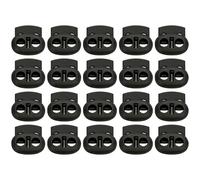 WOLMIK Lot de 20 verrous de cordon à ressort à double trou pour cordons de serrage de 5 mm en plastique - Noir