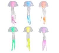 WOLMIK Lot de 6 Méduses Artificielles Flottantes pour Aquarium - Méduses Fluorescentes Artificielles en Silicone pour Divers Aquariums - Rose, Vert, Bleu, Violet, Orange, Jaune