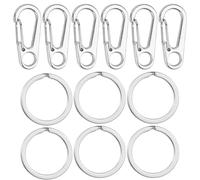 WOLMIK Lot de 6 mini mousquetons en métal pour clés, sac à dos, pêche, camping, extérieur
