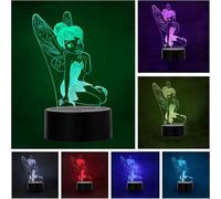 Wolobox Tinkerbell Lampe LED pour enfant avec clochette changeant de couleur USB Lumière nocturne et décoration Multicolore