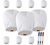 WOLONG 10pcs lanternes Chinoises du Ciel, lanternes en Papier Volantes 100% biodégradables écologiques lanternes de prière purement Faites à la Main Chinois Blanc Flottant souhaitant la lumière