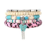 WOLONGFUHU Bracelet de perles vintage en forme de tête de taureau - Style bohème - En argile polymère - Pour femme et homme - Cadeau idéal pour les vacances d'été, Middle, Bois, Pas de gemme