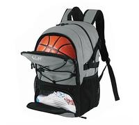 WOLT Grand Sac à Dos de Basket-Ball avec Porte-Ballon séparé et Compartiment à Chaussures, Cadeau pour Basket-Ball, Football, Volley-Ball, Natation, Gym, Voyage (Gris Clair)