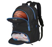 WOLT Grand sac à dos de basket-ball avec porte-ballon séparé et compartiment à chaussures, idéal pour le basket-ball, le football, le volley-ball, la natation, la gym, les voyages