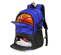 WOLT Grand sac à dos de basket-ball avec porte-ballon séparé et compartiment à chaussures, idéal pour le basket-ball, le football, le volley-ball, la natation, la gym, les voyages (bleu)