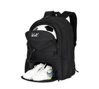WOLT Sac à Dos de Sport avec Porte-Ballon séparé et Compartiment à Chaussures, idéal pour Le Football, Le Basket-Ball, Le Volley-Ball, la Natation, la Gym, Les Voyages et Les Sports (Noir), Noir, L,