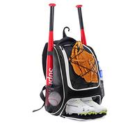WOLT | Youth Baseball Backpack Bag for Baseball, Softball & T-Ball Equipment & Gear, Youth Boys and Adults, with Holder for Bat, Helmet, Glove, & Shoes Compartment & Fence Hook (Black)