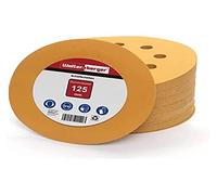 Woltersberger® 50 pièces Disques Abrasifs Or │ 8 trous │ Ø 125 mm │ grain 60 │ pour ponceuses orbitales aléatoires │ feuilles abrasives │ papier de verre