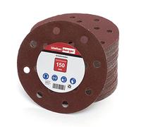Woltersberger® 50 pièces Disques Abrasifs Rouge │ 15 trous │ Ø 150 mm │ grain 80 │ pour ponceuses orbitales aléatoires │ Feuilles Abrasives │ Papier Abrasif