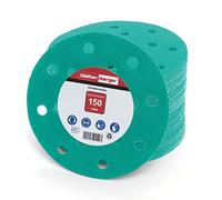 Woltersberger® 50 pièces Disques Abrasifs Vert │ 15 trous │ Ø 150 mm │ grain 40 │ pour ponceuses orbitales aléatoires │ feuilles abrasives │ papier de verre