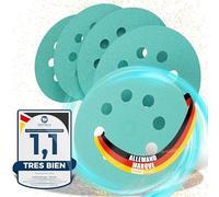 Woltersberger® 50 pièces Disques Abrasifs Vert │ 8 trous │ Ø 125 mm │ grain 320 │ pour ponceuses orbitales aléatoires │ feuilles abrasives │ papier de verre