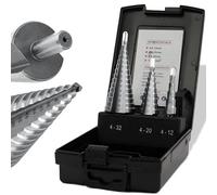 Woltersberger Lot de 3 forets étagés HSS | Foret conique Ø 4-32 mm, 4-20 mm, 4-12 mm | Foret conique pour trous propres | Foret à éplucher pour métal, bois, aluminium, laiton et plastique