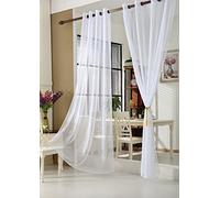 WOLTU 1 pièce Rideau Voilage Transparent à Oeillets décoration pour fenêtre, Rideau translucide, Léger et aéré, Texture de Voile Fin, Convient au Salon/à la Chambre à Coucher, 140x245 cm, Blanc