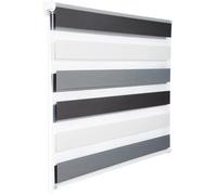 WOLTU Store Enrouleur Jour Nuit sans Perçage, Montage avec Clips, Rideau Translucide et Occultant en Double Tissu, Protection Vie Privée, pour Fenêtre ou Porte, 100l x 120L cm, Blanc+Gris+Anthracite