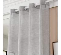 WOLTU 1 pièces Rideaux Semi-Transparents, Voilage à œillets, 140x245cm, Gris Clair, VH5861hgr