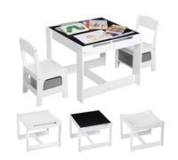 WOLTU 1 Table d'enfant + 2 chaises avec Espace, Blanc + Gris