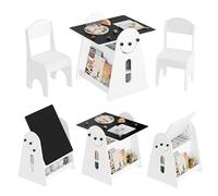 WOLTU 1 Table d'enfant avec 2 Chaises, Mobilier Enfants | avec Plateau Pivotant, Espace de Rangement, Blanc