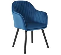 WOLTU 1 X Chaise de Salle à Manger en Velours ,Pieds en Bois Noir,Chaise de Relax, Chaise de Salon, Bleu