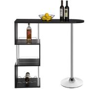 WOLTU 1 x Table de bar-bistrot en MDF et métal, Table de cuisine avec 3 tablettes et porte-bouteilles, 113x40x105cm Noir
