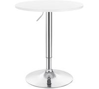 WOLTU 1 X Table de bar en MDF avec pied, Table ronde, Hauteur réglable, Blanc