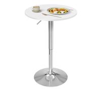 WOLTU Table de Bar Ronde, Table Haute avec Plateau Pivotant à 360° et Base en Acier, Hauteur Réglable de 70 à 91 cm, Blanc