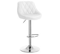 WOLTU 1 x Tabouret de Bar en Similicuir Hauteur réglable,Blanc BH23ws-1