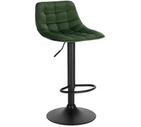 WOLTU 1 X Tabouret de Bar en velours et métal, Chaise de comptoir réglable en Hauteur et Rotatif, Vert Foncé