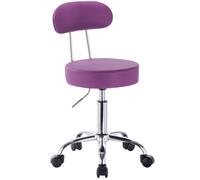 WOLTU 1 X Tabouret de bar pivotant, tabouret de travail à roulettes, chaise de bureau avec dossier, hauteur réglable, Violet