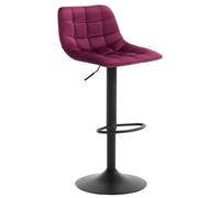 WOLTU 1 X Tabouret de Bar Tabouret de comptoir en Velours et métal,Tabouret de Bistro réglable en Hauteur et Rotatif,Bordeaux BH273bd-1