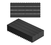 WOLTU 11 × WPC Dalle de sol Revêtement Carrelage, 30×60cm/Pièce,Anthracite | en Composite Bois-Plastique, pour Jardin, Terrasse, avec Système d'Encliquetage pour Fixation(11 pièces / 1 m²)