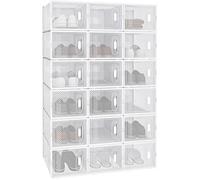 WOLTU 18 x Boîtes à Chaussures, Boîtes de Rangement Transparente en Plastique, Pliables et Empilables avec Couvercle