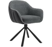 WOLTU 1x Chaise Salle à Manger Pivotante à 360°, Chaise de Cuisine Scandinave en Chenille, Pieds en Métal, Gris Foncé W0ATT0170-1
