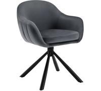 WOLTU 1x Chaise Salle à Manger Pivotante à 360°, Chaise de Cuisine Scandinave en Velours, Pieds en Métal, Gris Foncé W0ATT0172-1