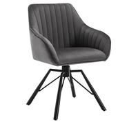 WOLTU 1x Chaise Salle à Manger Pivotante, Chaise Cuisine Scandinave en Velours, Ergonomique, Pieds en Métal, Gris Foncé W0ATT0183-1