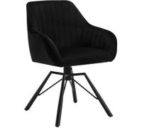 WOLTU 1x Chaise Salle à Manger Pivotante, Chaise Cuisine Scandinave en Velours, Ergonomique, Pieds en Métal, Noir W0ATT0184-1