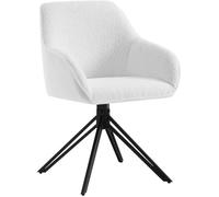 WOLTU 1x Chaise Salle à Manger Pivotante, Chaise Cuisine Scandinave, Pieds en Métal, Tissu Bouclette, Blanc W0ATT0181-1