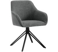 WOLTU 1x Chaise Salle à Manger Pivotante, Chaise Cuisine Scandinave, Pieds en Métal, Tissu Bouclette, Gris Foncé W0ATT0182-1