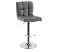 WOLTU 1X Tabouret de Bar en Cuir Artificiel avec Bien Assise rembourrée,Tabouret Ajustables en Hauteur,Gris