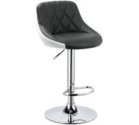 WOLTU Tabouret de Bar, Chaise de Bar Haute Cuisine, Réglable en Hauteur, Siège pivotant à 360° Confortable, avec Dossier et Repose-Pieds, pour Cuisine, Salle à Manger, en Similicuir, Gris+Blanc