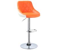 WOLTU 1xTabouret de Bar en Similicuir avec repose-pied, Chaise de bar Hauteur réglable,Orange Blanc