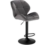 WOLTU Tabouret de Bar réglable en Hauteur Chaise Haute pour Bar avec Dossier siège rembouré en Velours Pied en métal, Gris Foncé, BH139dgr-1