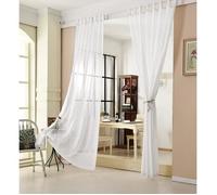 WOLTU 2 pièce Rideau Voilage, décoration pour fenêtre, Suspension à Pattes, 140x175 cm, Blanc, VH5858ws-2