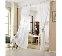 WOLTU 2 pièce Rideau Voilage, décoration pour fenêtre, Suspension à Pattes, 140x225 cm, Blanc, VH5864ws-2